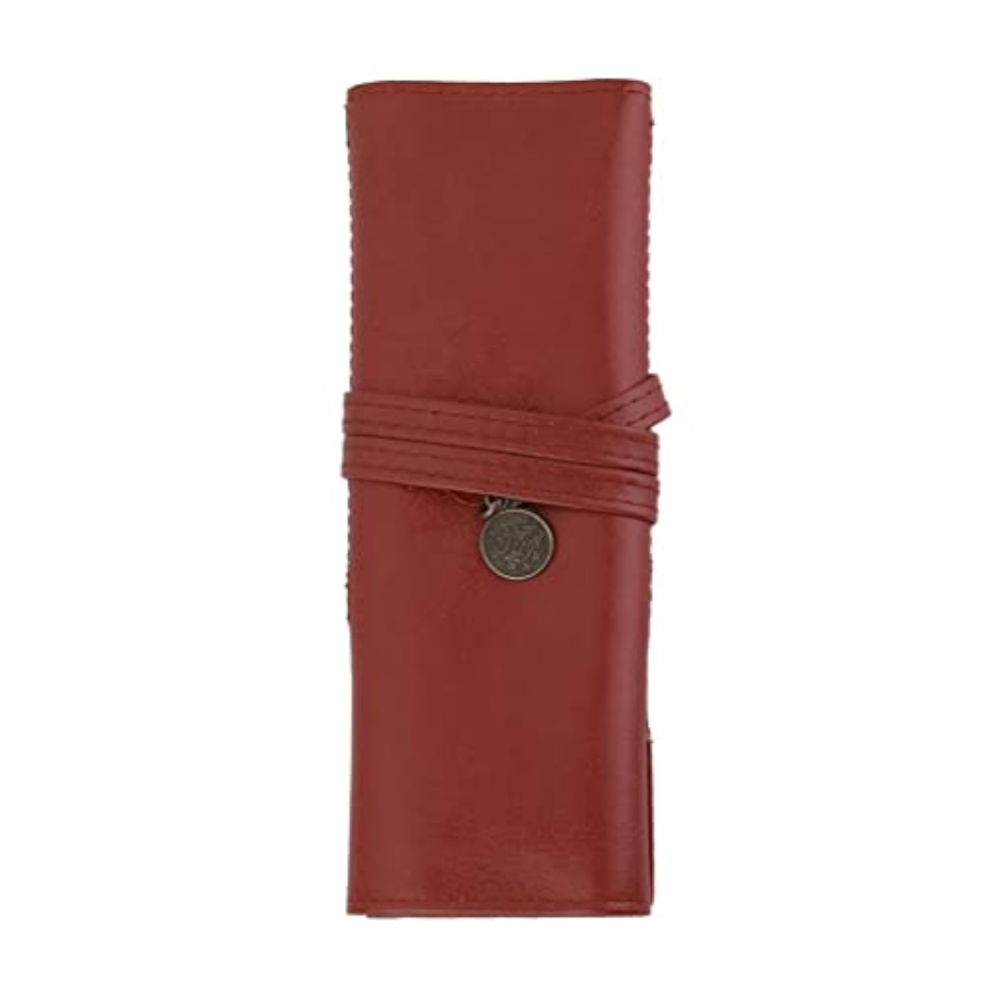 Retro Pencil Pen Case Roll Cosmetic Pouch, Coffee